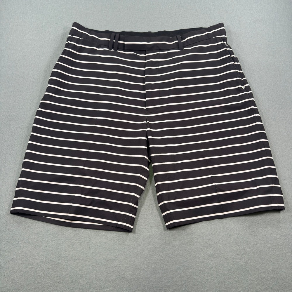 RLX Ralph Lauren Mens Black White Striped Golf Shorts Performance Stretch 36